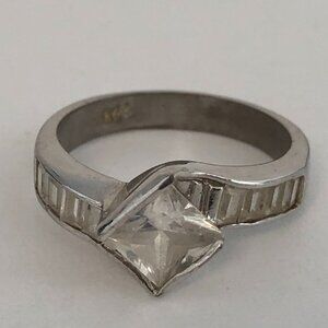 Sterling Silver 925 Vintage CZ Women's Ring - Size 7